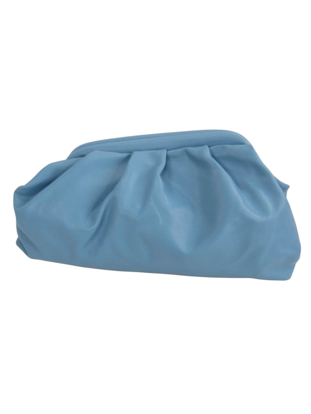 Badgley Mischka Blue Vegan Leather Soft Clutch Chain Evening Bag Wrapped Frame - Picture 6 of 16